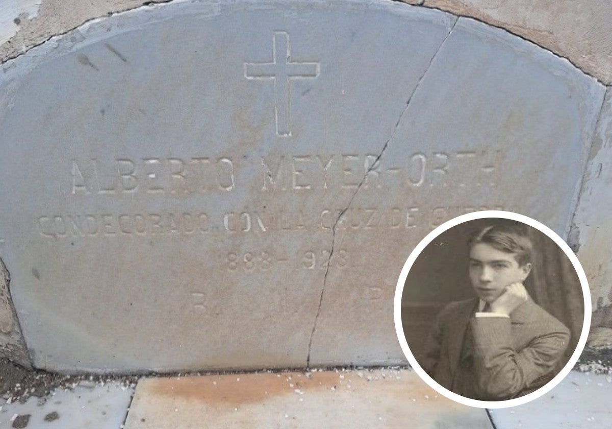 Lápida en el cementerio municipal de Mestanza.