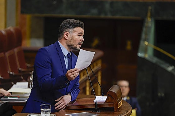 El portavoz de Esquerra en el Congreso, Gabriel Rufián, durante la sesión de este miércoles en el Congreso.