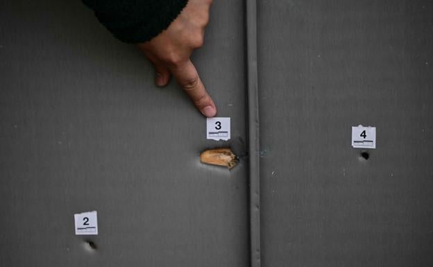 Impactos de bala en un muro de la prisión de Toulon.