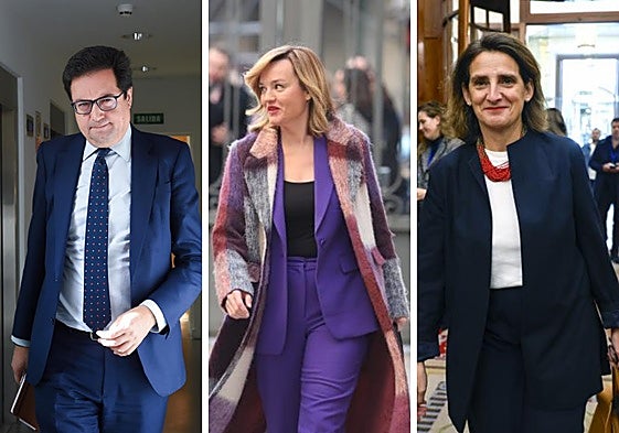 Óscar López, Pilar Alegría y Teresa Ribera.