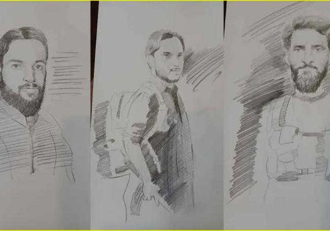 Retrato robot de los presuntos terroristas buscados por India.