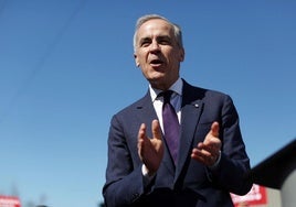 El primer ministro y líder liberal de Canadá, Mark Carney, durante un mitin.