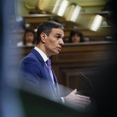 El presidente del Gobierno, Pedro Sánchez, interviene durante un pleno en el Congreso.