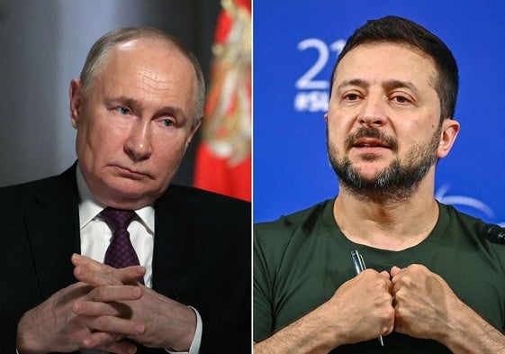 Los presidentes de Rusia, Vladímir Putin, y Ucrania, Volodímir Zelenski.