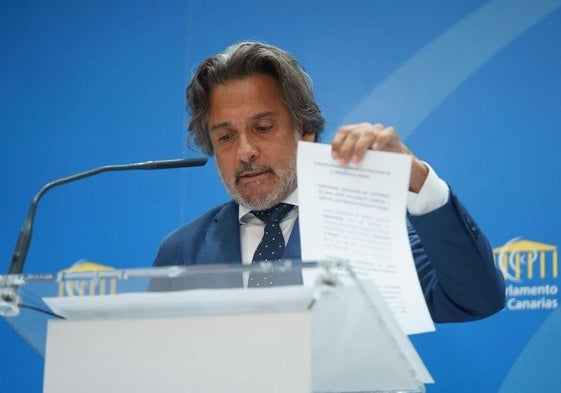 Gustavo Matos, este martes durante su comparecencia en el Parlamento de Canarias