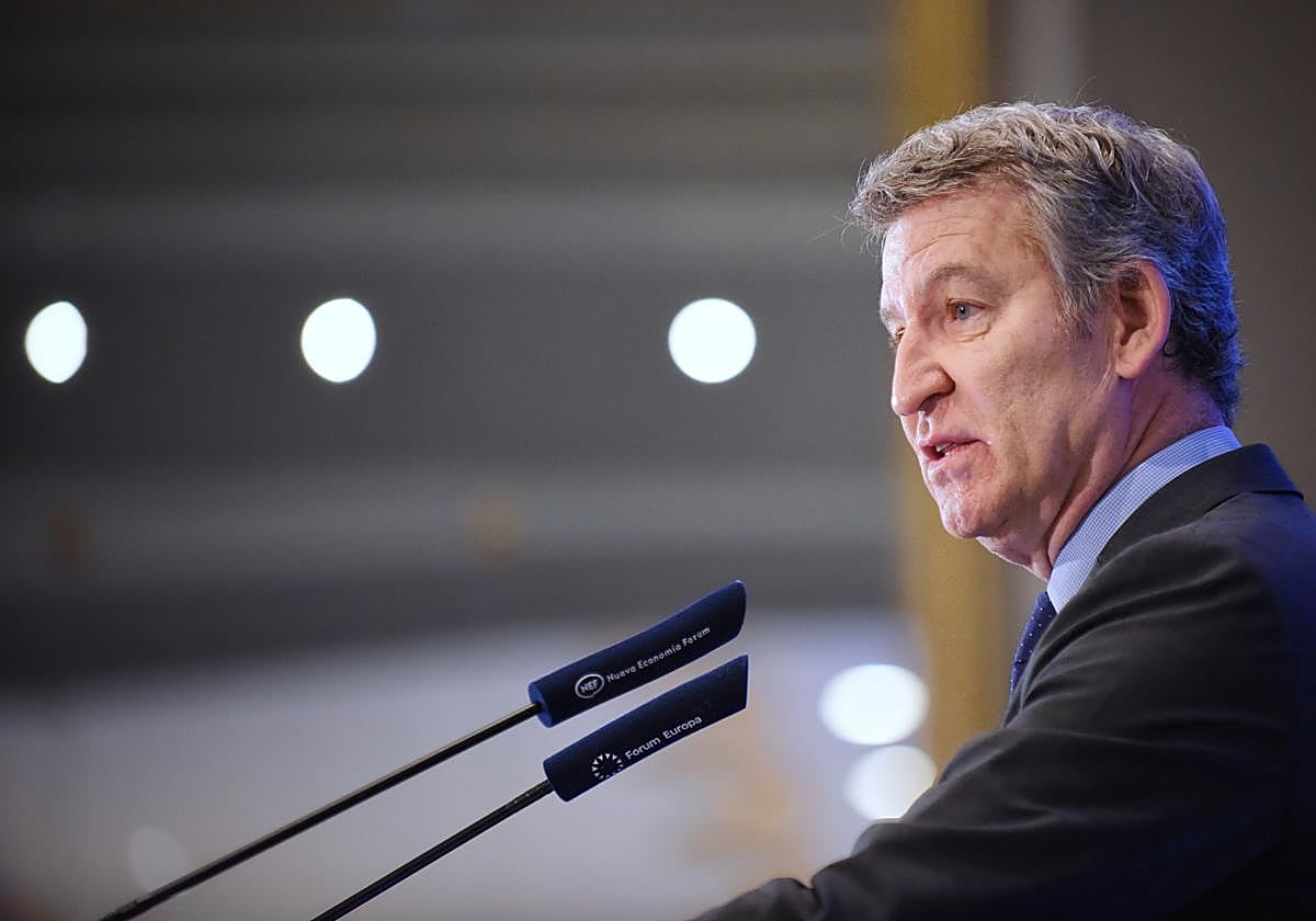 Alberto Núñez Feijóo este martes en un acto en Madrid.