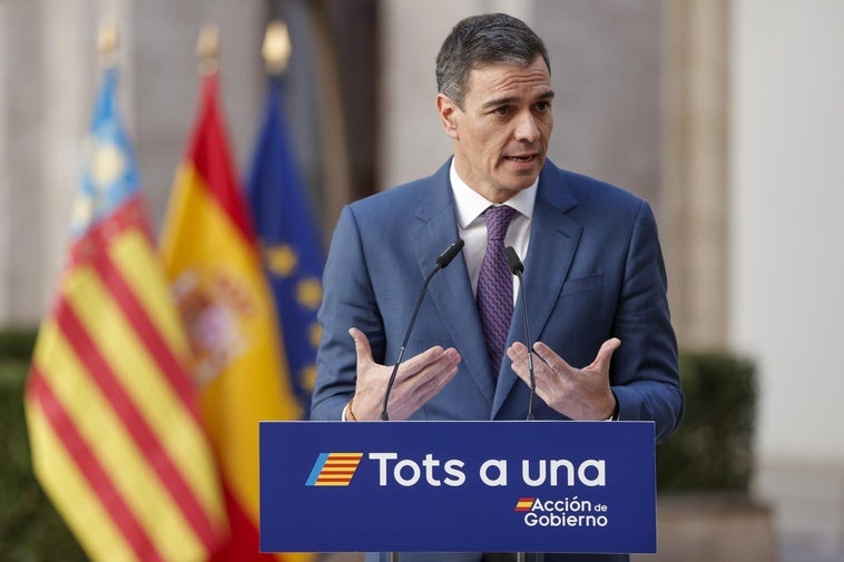 Pedro Sánchez, durante su comparecencia tras la reunión interministerial sobre la dana, en octubre