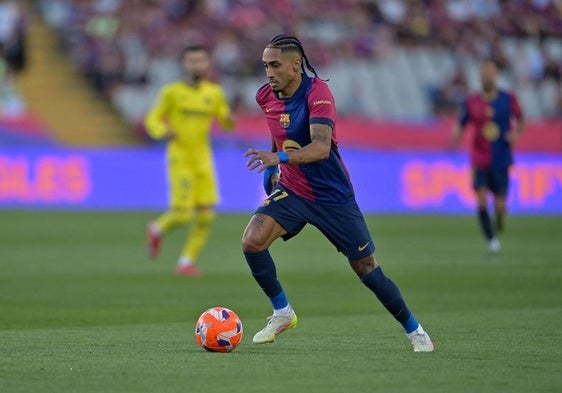 Raphina, durante el duelo entre Barça y Villarreal en Montjuic.