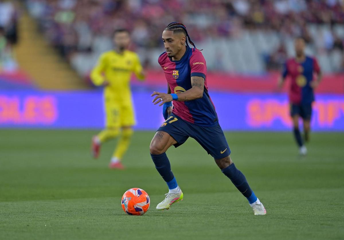 Raphina, durante el duelo entre Barça y Villarreal en Montjuic.