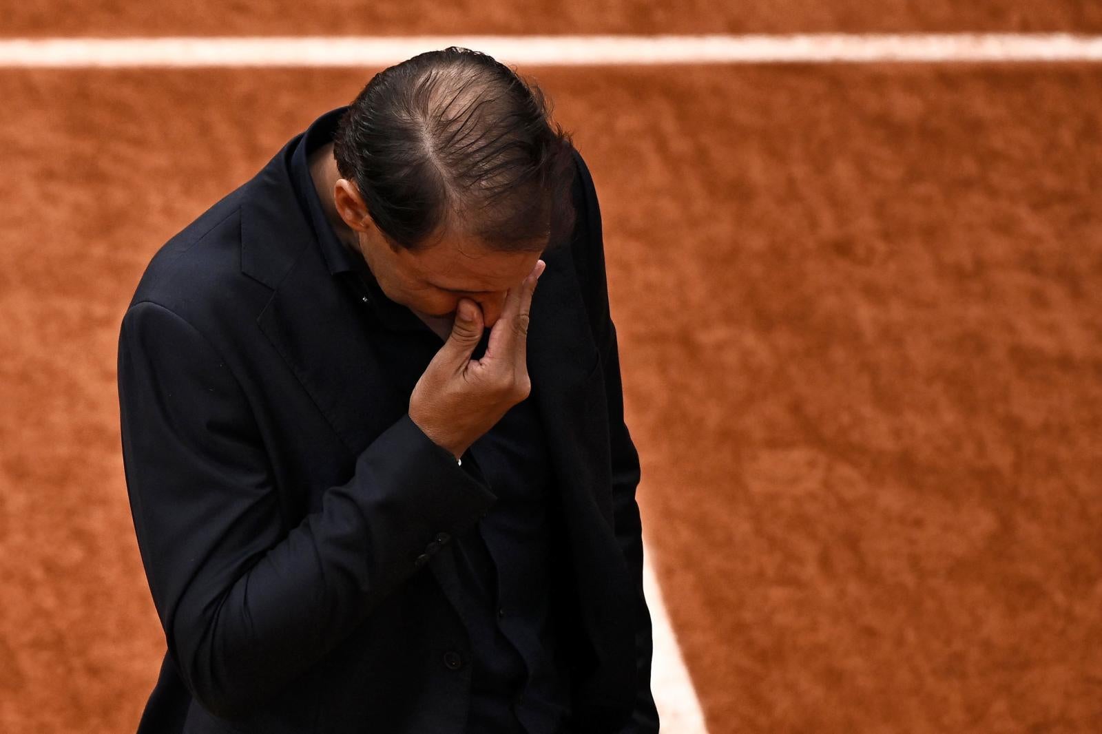 Nadal no pudo contener las lágrimas durante el homenaje.