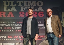 Manolo García y Quimi Portet, antes de la rueda de prensa.
