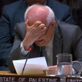 Riyad Mansour, emocinado al pronunciar su discurso en la ONU.
