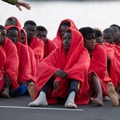 Migrantes rescatados en Fuerteventura en abril.