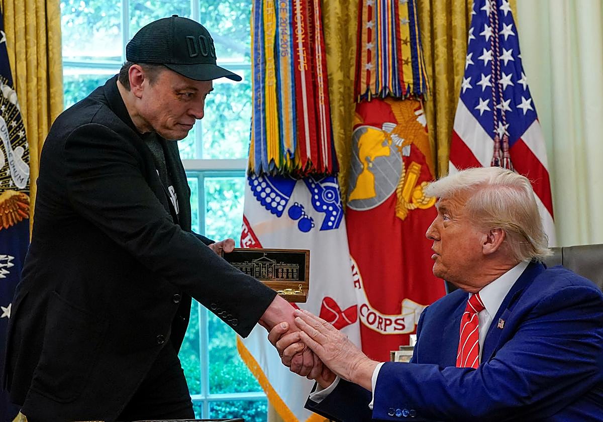 Donald Trump y Elon Musk, durante la conferencia de prensa de este viernes.