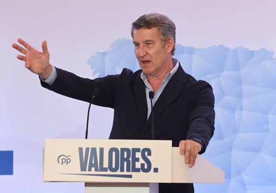 El presidente del PP, Alberto Núñez Feijóo, este sábado, en Zaragoza.