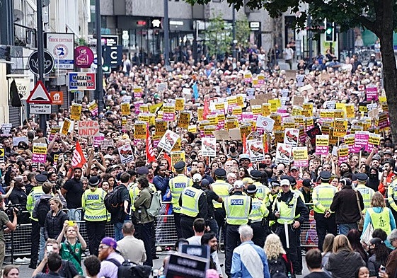 Una protesta contra la inmigración en Londres durante el pasado verano.