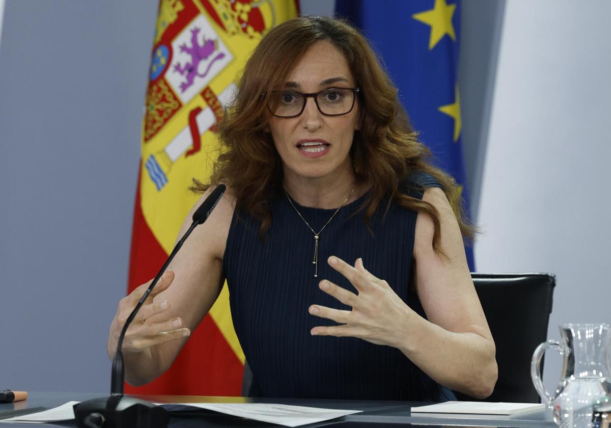 Health Minister Mónica García during the press conference following the Cabinet meeting.