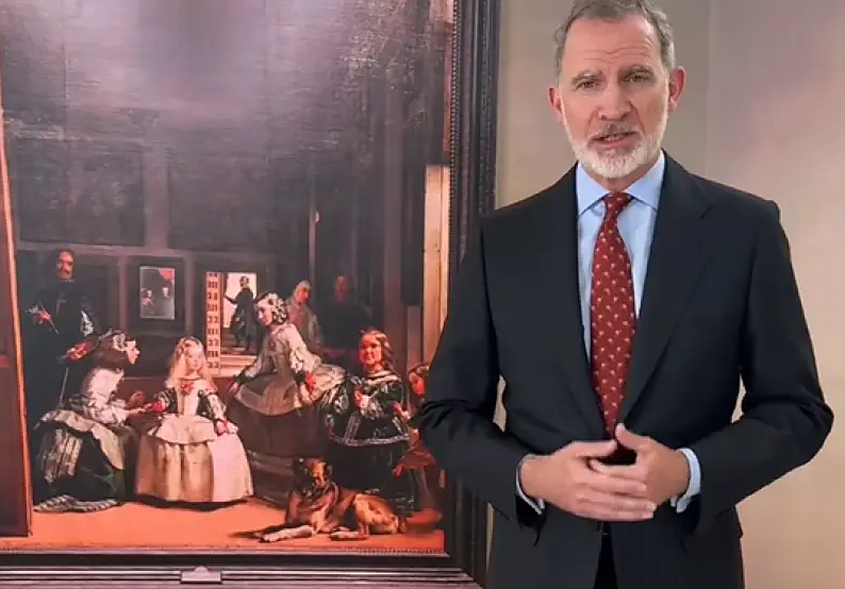 Captura del Rey explicando 'Las Meninas' de Velázquez