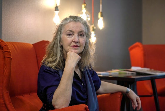 Rebecca Solint, momentos antes de la entrevista en Madrid
