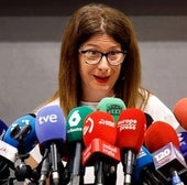 La exconcejala socialista durante su comparecencia ante los medios de comunicación