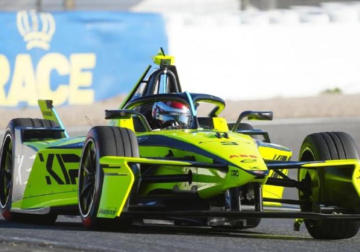 Un monoplaza del Mundial de Fórmula E, en el circuito madrileño.