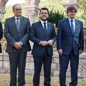 Quim Torra, Pere Aragonès y Carles Puigdemont, en 2024