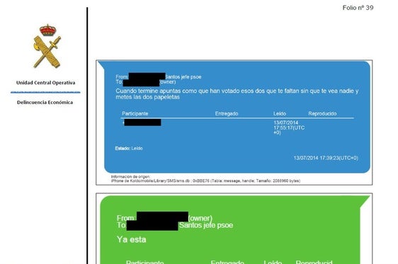Mensajes incluidos en el informe de la UCO