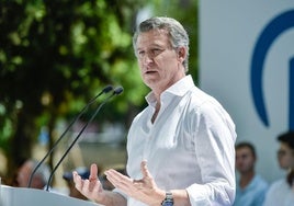 El presidente del PP, Alberto Núñez Feijóo, este viernes en Guadalajara.