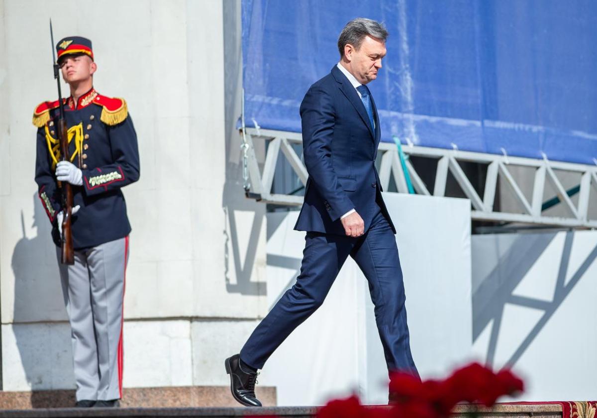 El primer ministro de Moldavia, Dorin Recean, en un acto el jueves en Chisináu.