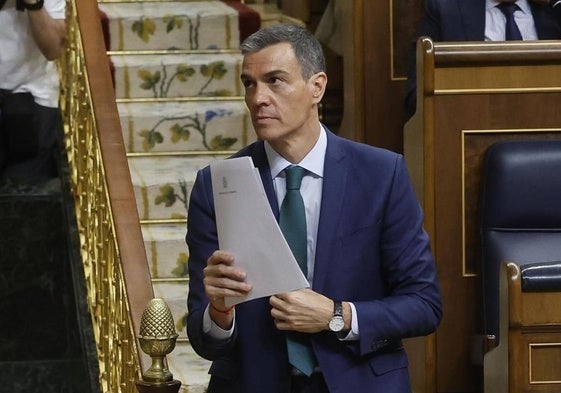 El presidente del Gobierno, Pedro Sáchez, durante una comparecencia en el Congreso.