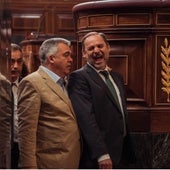 Santos Cerdán y José Luis Ábalos en el Congreso en mayo de 2023, nueve meses antes de estallar el 'caso Koldo'