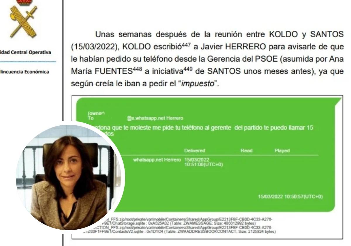 Vista del folio donde aparece el nombre de Fuentes, en la imagen redonda.
