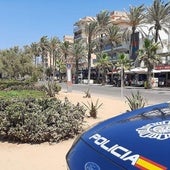 Un coche de la Policía Nacional, en labores de vigilancia en Palma.