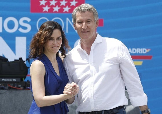 Ayuso y Feijóo en un acto en Madrid el pasado 1 de junio.