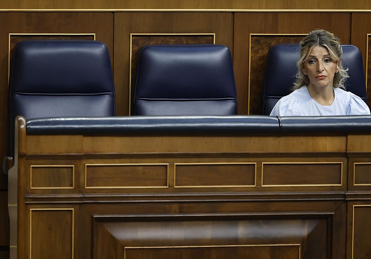 Yolanda Díaz, durante el pleno de la pasada semana en el Congreso de los Diputados.