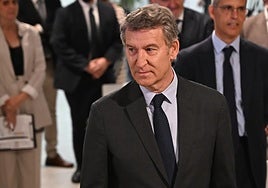 Alberto Núñez Feijóo este martes a su llegada al Foro Abc.