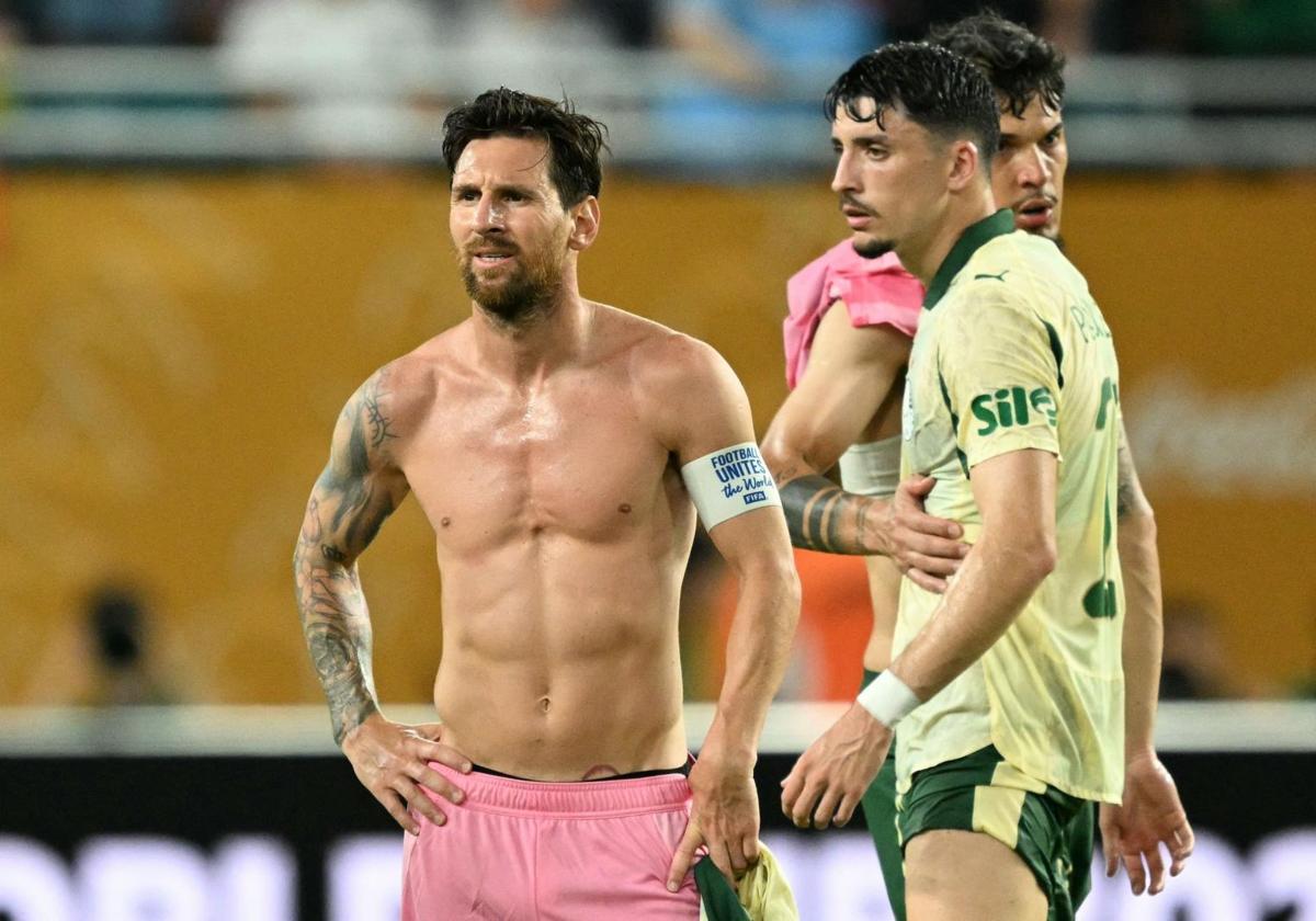 Leo Messi at the end of the match between Inter Miami and Palmeiras.