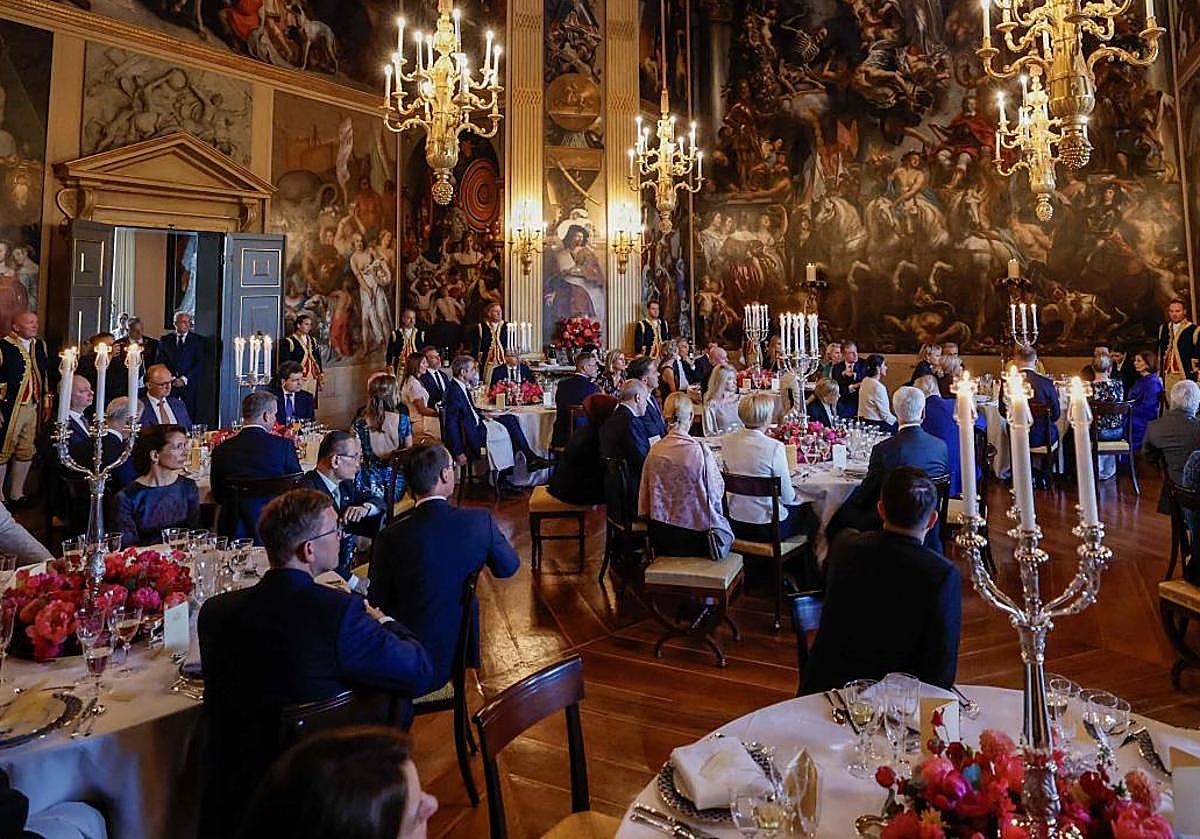 El monarca holandés se dirige a los invitados al Palacio Real.