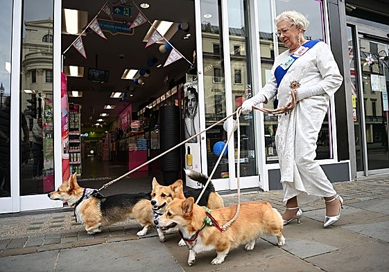 Una mujer pasea a sus perros en Reino Unido.
