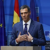 Pedro Sánchez, durante la rueda de prensa.