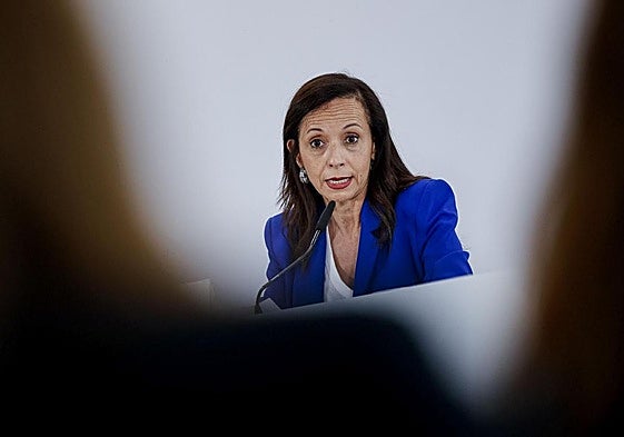 Beatriz Corredor en la rueda de prensa del pasado 18 de junio para presentar las conclusiones del informe de Red Eléctrica sobre el apagón