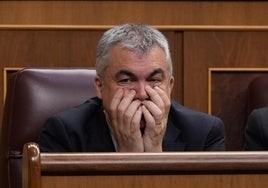 El exnúmero 3 del POSE Santos Cerdán durante un pleno del Congreso.