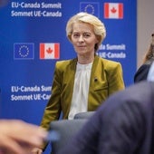 La presidenta de la Comisión Europea, Ursula von der Leyen, durante la cumbre entre la Unión Europea y Canadá.