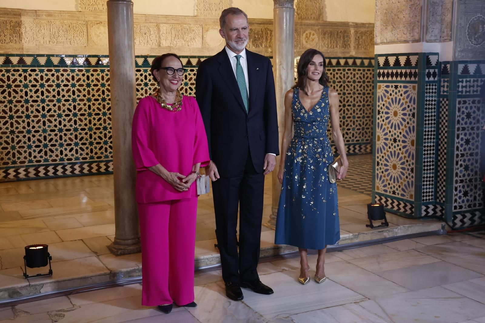 El rey Felipe VI y la reina Letizia reciben a la secretaria general interina de la Conferencia de las Naciones Unidas sobre Comercio y Desarrollo, Rebeca Grynspan