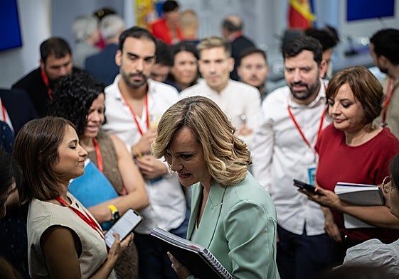 La portavoz del Gobierno, Pilar Alegría, tras la habitual rueda de prensa posterior al Consejo del Ministros