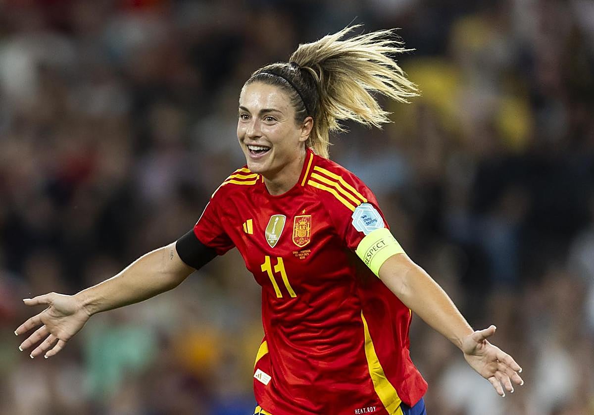 Alexia Putellas celebra el gol que marcó el jueves ante Portugal.