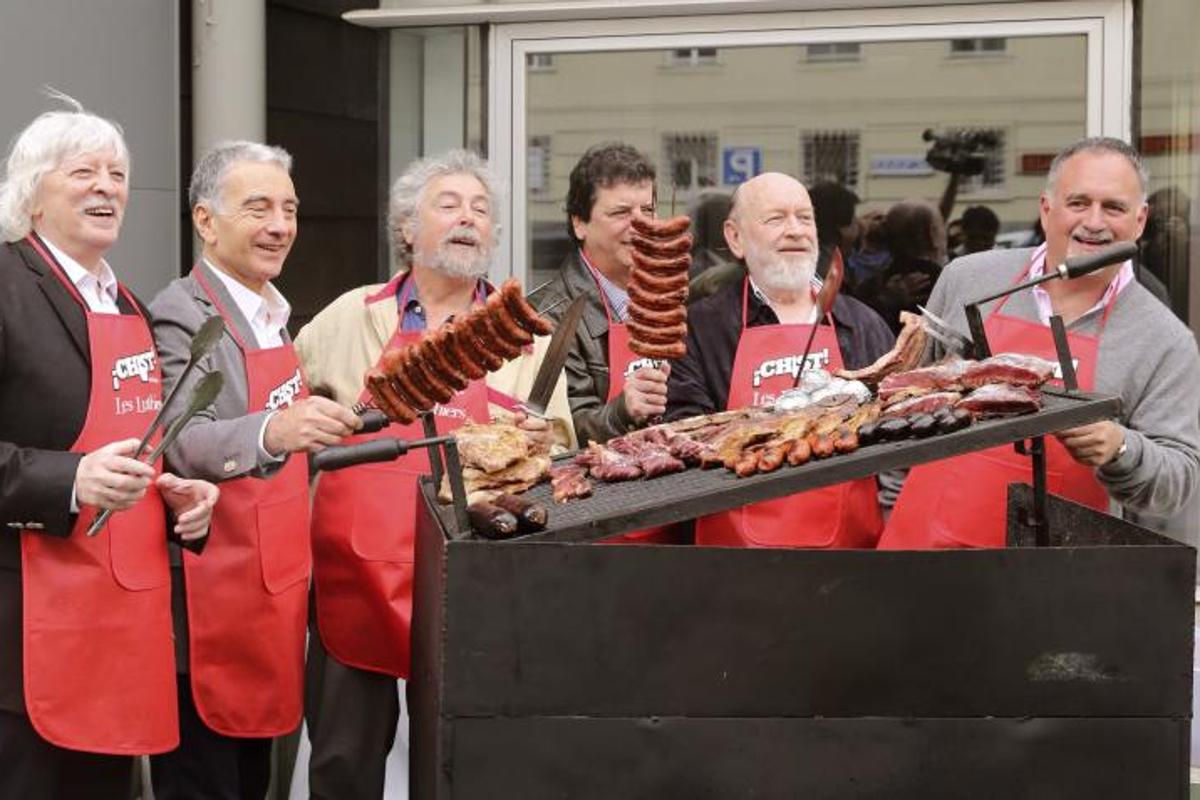Los integrantes del grupo argentino de humor Les Luthiers