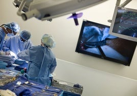 Un equipo médico realiza una operación de trasplante de riñón.