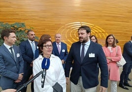 Representantes de las cinco asociaciones de jueces y fiscales que han acudido este martes a Estrasburgo.