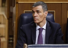 Pedro Sánchez observa las intervenciones de los grupos parlametnarios desde su escaño en el Congreso.